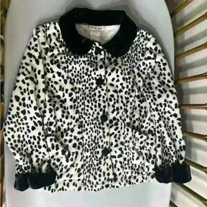 Vintage made in the USA size 5/6 little girl 80s Dalmatian print coat jacket